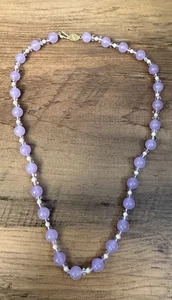 14K - Vintage GSJ Art Deco 18" Halskette mit Amethyst Perlen & Perlen GOLD STONE CO - Bild 1 von 5