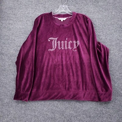 Juicy Couture Shirt Women 2X Purple Sleepwear Long Sleeve Pullover Velour Lounge - Image 1 of 4