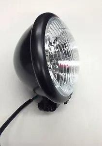 Triumph Chopper 5 3/4 Headlight Matte Black Bottom Mount Bobber 12 Volt Hi-Lo - Picture 1 of 3