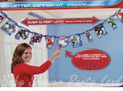 JUSTICE LEAGUE JUMBO LETTER BIRTHDAY BANNER KIT PARTY SUPPLIES DECORATIONS - Image 1 of 2