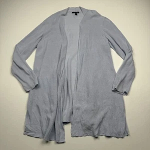 Cárdigan grande Eileen Fisher mezcla de lino púrpura drapeado frente abierto - Imagen 1 de 7