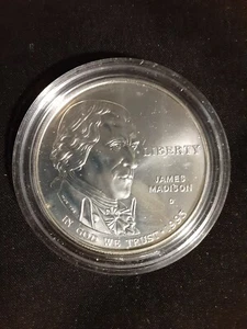 1995-D James Madison Commemorative Silver Dollar Coin - Uncirculated w/Capsule - Picture 1 of 2