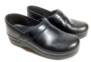 Dansko Women's Professional Black Leather Slip-On Clogs Size EU 39 US 8.5 WIDE - Picture 1 of 11