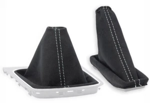 GEAR STICK + HANDBRAKE GAITER FOR SEAT LEON MK3 5F 12-16 ALCANTARA STITCH WHITE - Afbeelding 1 van 5