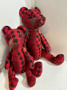 Dekorative Tartan Karo Bären (2) gewichtete Knöpfe verbunden neu mit Etikett - Bild 1 von 10