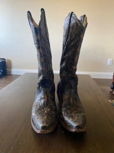 Corral Vintage Women 9.5M Lizard Inlay Black Leather Western Cowgirl Cowboy Boot - Picture 1 of 20