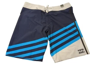 Billabong Boardshorts Uomo 38 Blu Bianco Platino X Elasticizzato Asciugatura Rapida Spiaggia Piscina - Foto 1 di 8