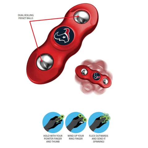 New NFL Houston Texans 2 in 1 Flik Fidget Hand Spinner & Rolling Balls Cover