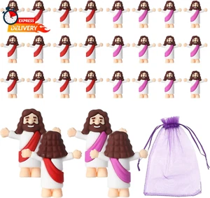 24Pcs Mini Jesus Figurines in Bulk, Little Jesus Figures with Storage Bag, Tiny - Picture 1 of 12