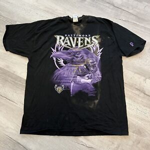 Vtg Distressed Baltimore Ravens Pro Player Shirt NFL Football Sz XXL Black