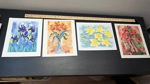 12" Lithographs Linda Fay Powell, Irises Dina Cuthbertson Gemma Colson England - Picture 1 of 11