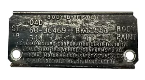 1968 Oldsmobile Delta 88 4 Door Town Sedan 66-15669 Trim Cowl Data Tag Ivory - Picture 1 of 2