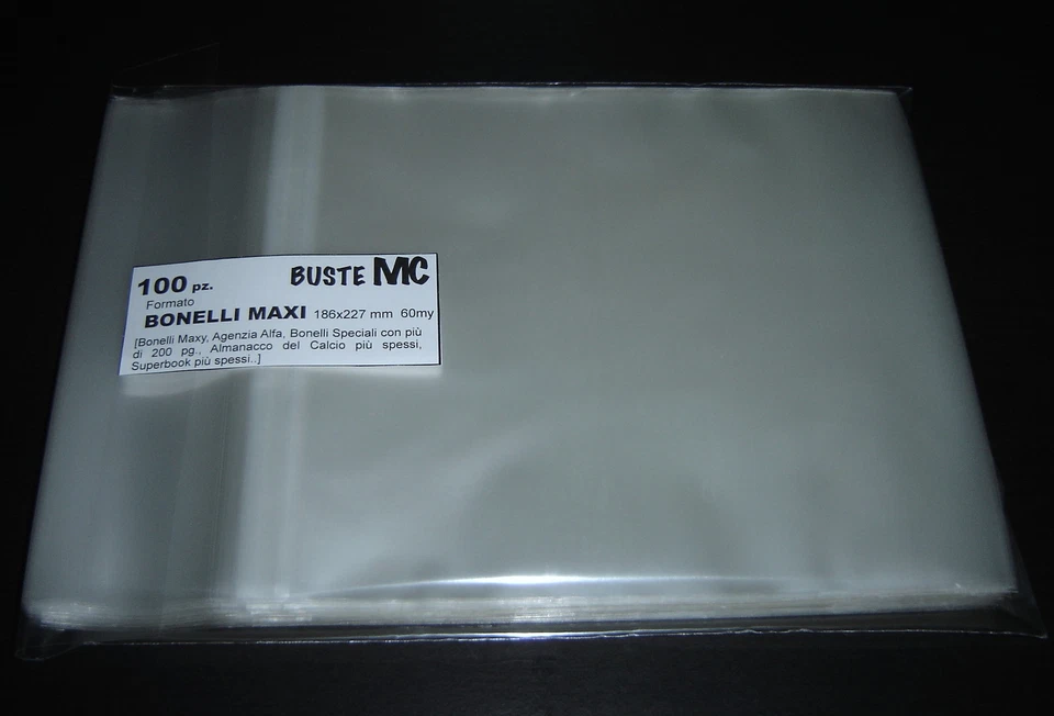 BUSTE per fumetti BONELLI MAXI (Agenzia Alfa, Almanacco Calcio, ecc.) 186x227 mm