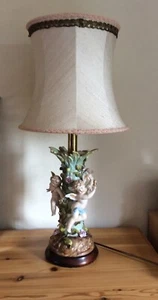 Antique Porcelain Cherub Table Lamp - Picture 1 of 9