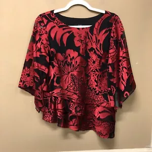 Alex Evenings Red Black Blouse Size S NWT - Picture 1 of 6