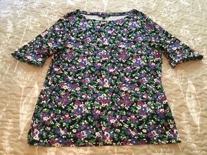 Lauren Ralph Lauren Shirt Womens XL Multicolor Floral Cuffed Short Slee Pullover - Picture 1 of 6