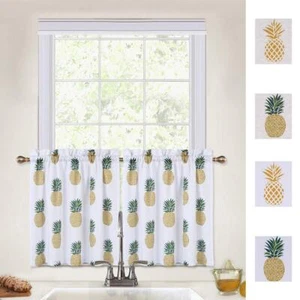 Cafe Tier Curtains Pineapple Printfor Kitchen Bathroom Small Half Window Curtain - Picture 1 of 10
