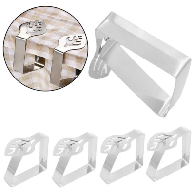 4x Stainless Steel Tablecloth Clips Leaf Shape Cover Holder Clamp Peg for Picnic - image 1 of 4