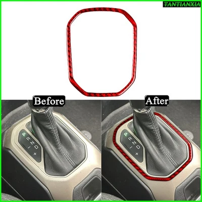 Para Jeep Renegade 2015-23 Rojo Fibra de Carbono Consola Central Cambio de Marchas Cuadro Borde Foto 1 de 4