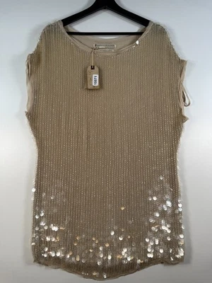 Nuevo con etiquetas Vestido Allsaints Para Mujer Brillante Adornado a Mano Progresión Cambio Dorado Talla 6 Foto 1 de 4