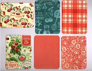 G45 LIFE'S A BOWL OF CHERRIES (6pk) TARJETAS DE BOLSILLO/EFÍMERAS HECHAS A MANO Doble Cara - Imagen 1 de 2