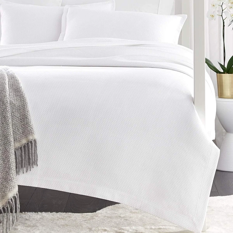 Sferra Perrio Blanco Reina Cobertor Motivo Geométrico Algodón Matelassé Portugal NUEVO Foto 1 de 4