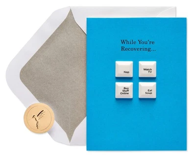 Premium Get Well Card by Papyrus Healing Thoughts Rest Up Nap Watch TV 4.5x6 - Image 1 of 4