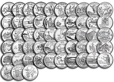 1999-2009 54 Count Clad Uncirculated Set All Statehood US Quarters Less 4-2009's - Image 1 of 4
