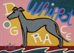 JACQUELINE DITT - Whippet A4 DRUCK n.Gemälde Bilder Windhund Hund dog - Bild 1 von 3