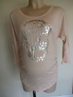 H&M MAMA MATERNITY PINK FOIL PRINT 3/4 SLEEVE T-SHIRT TOP SIZE M 12-14