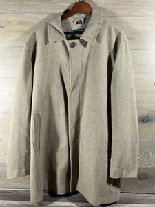 Bachrach Overcoat Mens Herringbone Wool Cashmere Blend Tweed Tan Coat XL - Picture 1 of 9