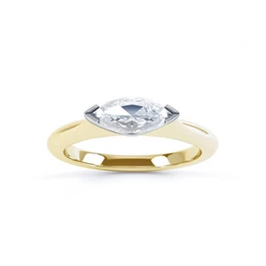 Diamond Engagemen Ring 18k Yellow Gold Lab Grown Marquise 1 Carat IGI Certified - Picture 1 of 10