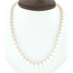 Estate 14k Yellow Gold Filigree Hook Clasp White Cultured Pearl Strand Necklace - Picture 1 of 5