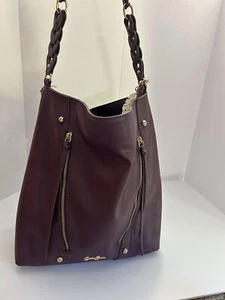 Jessica Simpson Purple/plum Hobo Bag With Front Zip Snap Close W/gold Accents - Picture 1 of 16