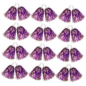 12PCS/PCS Pom Poms Cheerleading Metallic Foil Cheer Pom 24 Purple and Gold - Picture 1 of 6