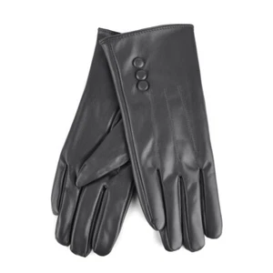 PU LEATHER Winter Gloves Touch Screen Warm Women Windproof Gloves GREY - Picture 1 of 1