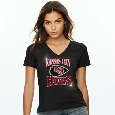 Nueva Camiseta Kansas City Chiefs Estrás Calce Relajado Mujer Talla Cuello S - 4X Foto 1 de 2