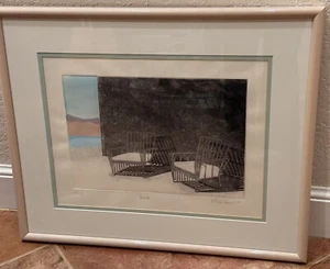 R MICHAEL WOMMACK FRAMED PRINT “VERANDA” 1988 LIMITED SIGNED 80s WALL ART 27x22 - Picture 1 of 7