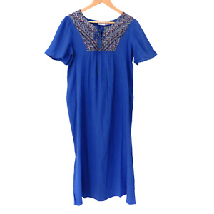 NEW Womens Dress Embroidery Muumuu Patio Dress Size Small Short Sleeve