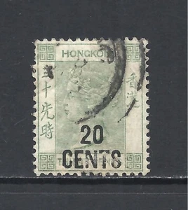 HONG KONG SCOTT 61 USED VF - 1891 20c on 30c YELL GREEN ISSUE - QUEEN VICTORIA - Picture 1 of 2