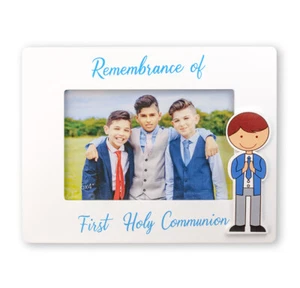 First Communion Boy Blue 4x6 Photo Frame NEW Catholic Faith GREAT GIFT! Boxed - Picture 1 of 1