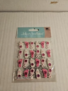 Jolees Boutique Embellishment Baby Girl Icon Repeat Pink Bottle Rattle footprint - Picture 1 of 1