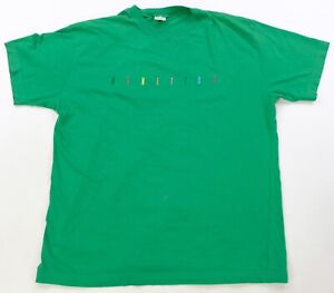 Rare VTG UNITED COLORS OF BENETTON Embroidered Spell Out T Shirt 90s Green SZ XL