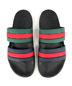 Sandalias deslizantes Gucci Agrado GG 692381 a rayas de goma RGR G 11 - EE. UU. 11.5 - EU 45 - Imagen 1 de 13