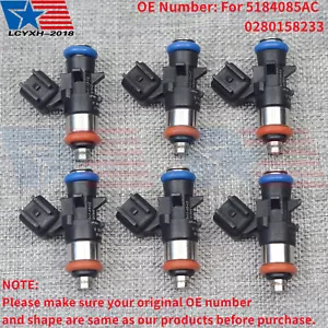 Juego de 6 inyectores de combustible para Chrysler Dodge Ram Jeep 3.6L 0280158233 5184085AC EE. UU. - Imagen 1 de 11