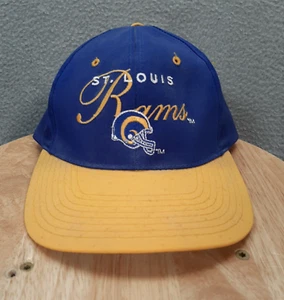 Vintage St Louis Rams Hat Adult Blue Yellow Snapback Cap Drew Pearson 1990s Y2K - Picture 1 of 12