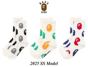 A Bathing Ape Kids Mid-Calf Socks 2025 SS Model APE HEAD Graphic Motif Japan - Picture 1 of 10