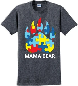 Autism Awareness Mama Bear T-Shirt - JC - Picture 1 of 15