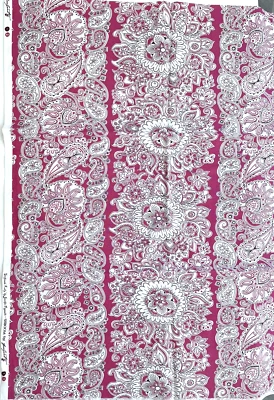 RARE OOP Jennifer Paganelli Kelly Paisley Stripe Fabric Pink 3/4 Yard - Image 1 of 2