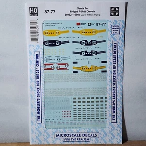 Santa Fe Railroad Freight Diesel Locomotives 1952-80 Microscale Decal 87-77 - Picture 1 of 3